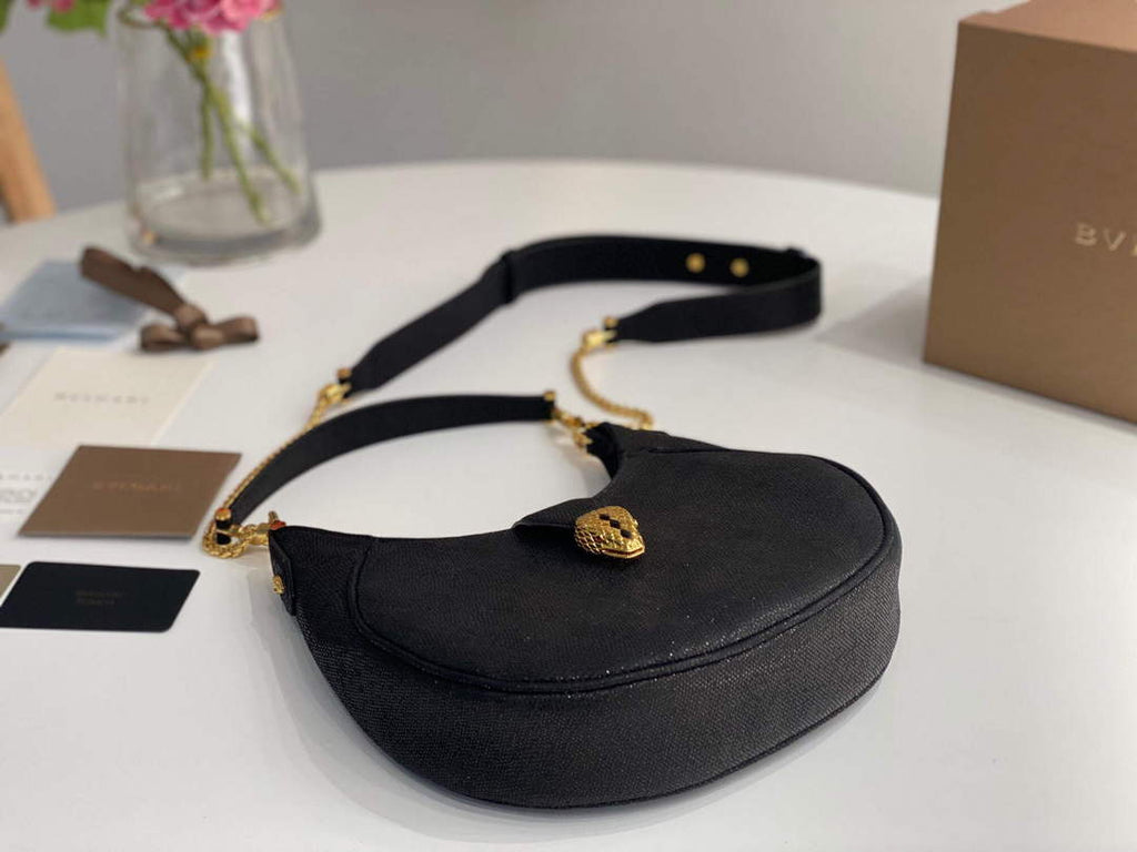 Bvlgari 291640 Serpenti Ellipse Crossbody Bag Black