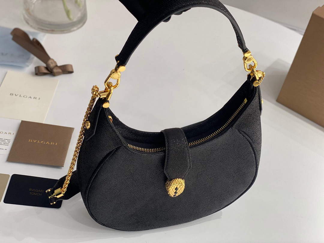 Bvlgari 291640 Serpenti Ellipse Crossbody Bag Black