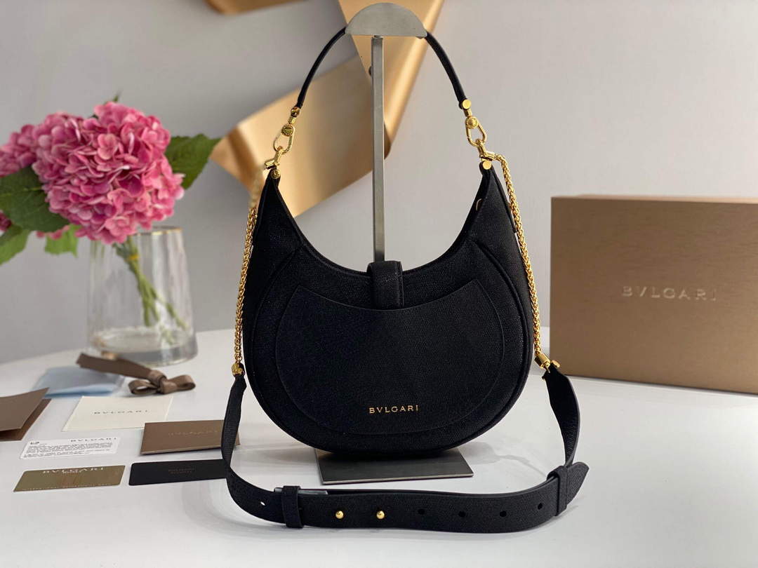 Bvlgari 291640 Serpenti Ellipse Crossbody Bag Black