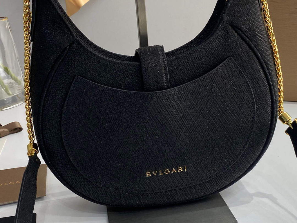 Bvlgari 291640 Serpenti Ellipse Crossbody Bag Black