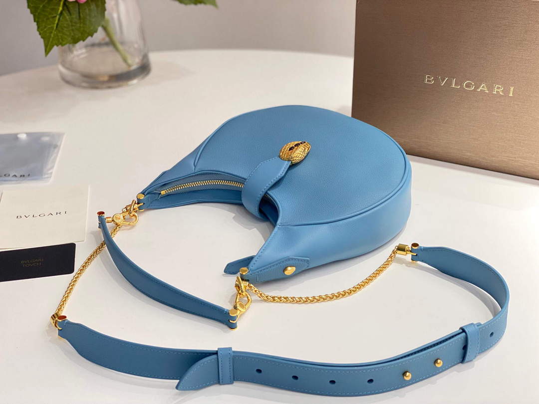 Bvlgari 291640 Serpenti Ellipse Shoulder Bag Blue