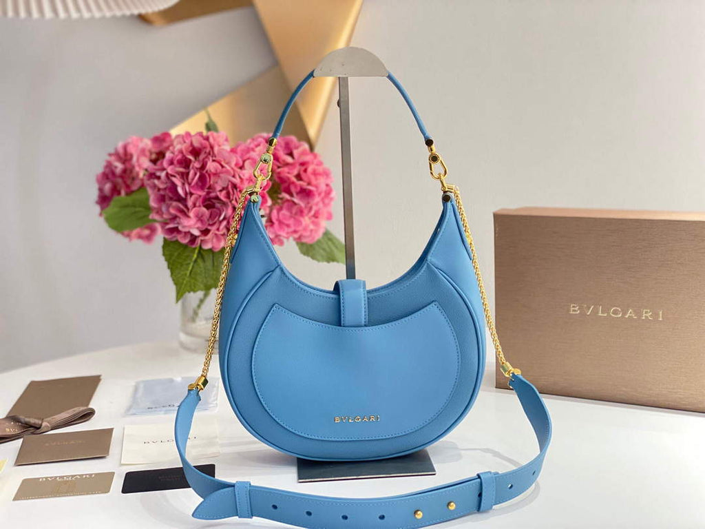 Bvlgari 291640 Serpenti Ellipse Shoulder Bag Blue