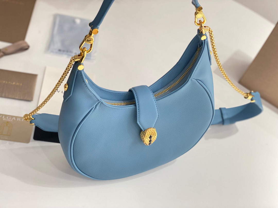 Bvlgari 291640 Serpenti Ellipse Shoulder Bag Blue