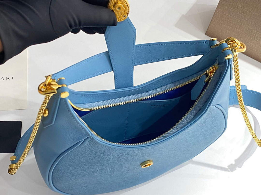 Bvlgari 291640 Serpenti Ellipse Shoulder Bag Blue