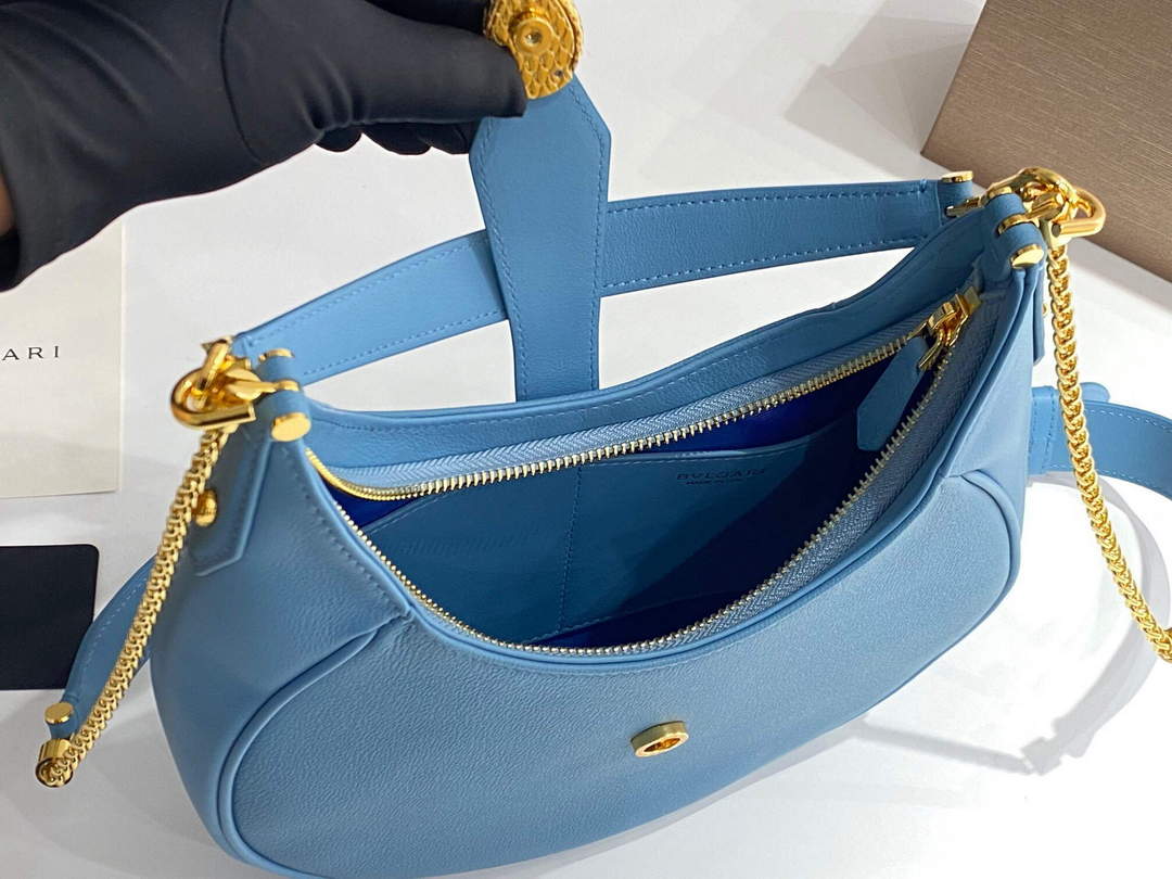 Bvlgari 291640 Serpenti Ellipse Shoulder Bag Blue