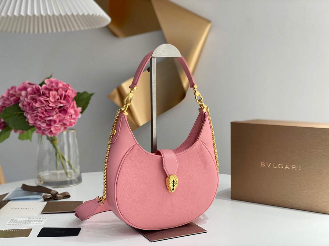 Bvlgari 291640 Serpenti Ellipse Shoulder Bag Pink