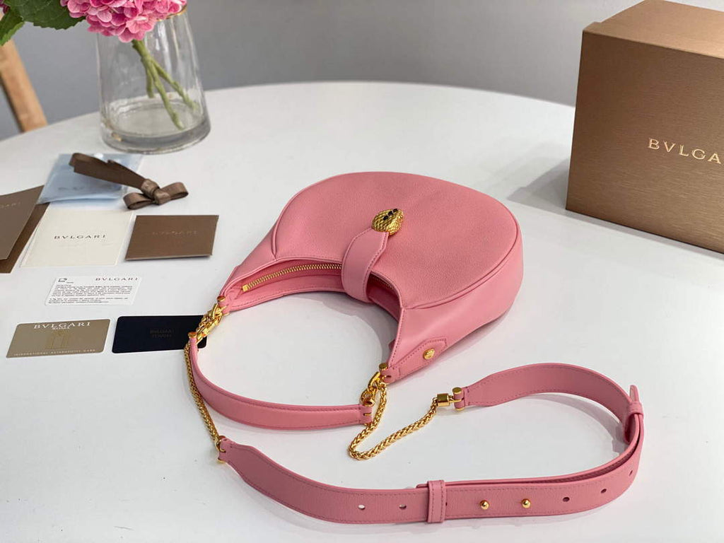 Bvlgari 291640 Serpenti Ellipse Shoulder Bag Pink