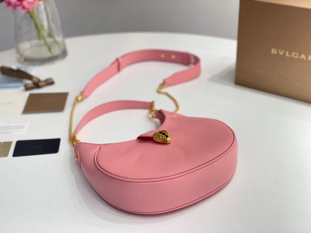 Bvlgari 291640 Serpenti Ellipse Shoulder Bag Pink