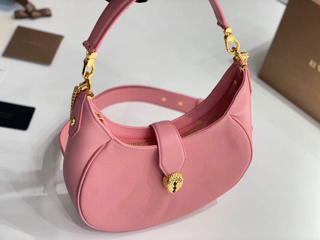 Bvlgari 291640 Serpenti Ellipse Shoulder Bag Pink