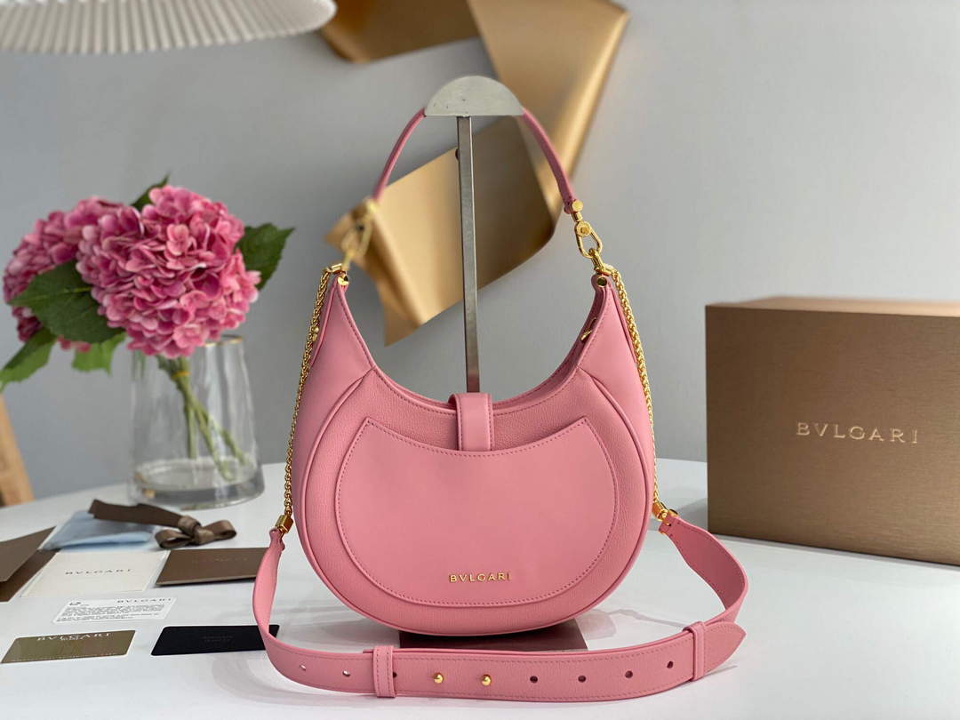 Bvlgari 291640 Serpenti Ellipse Shoulder Bag Pink