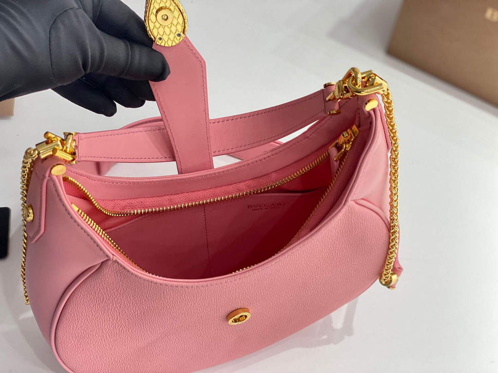 Bvlgari 291640 Serpenti Ellipse Shoulder Bag Pink
