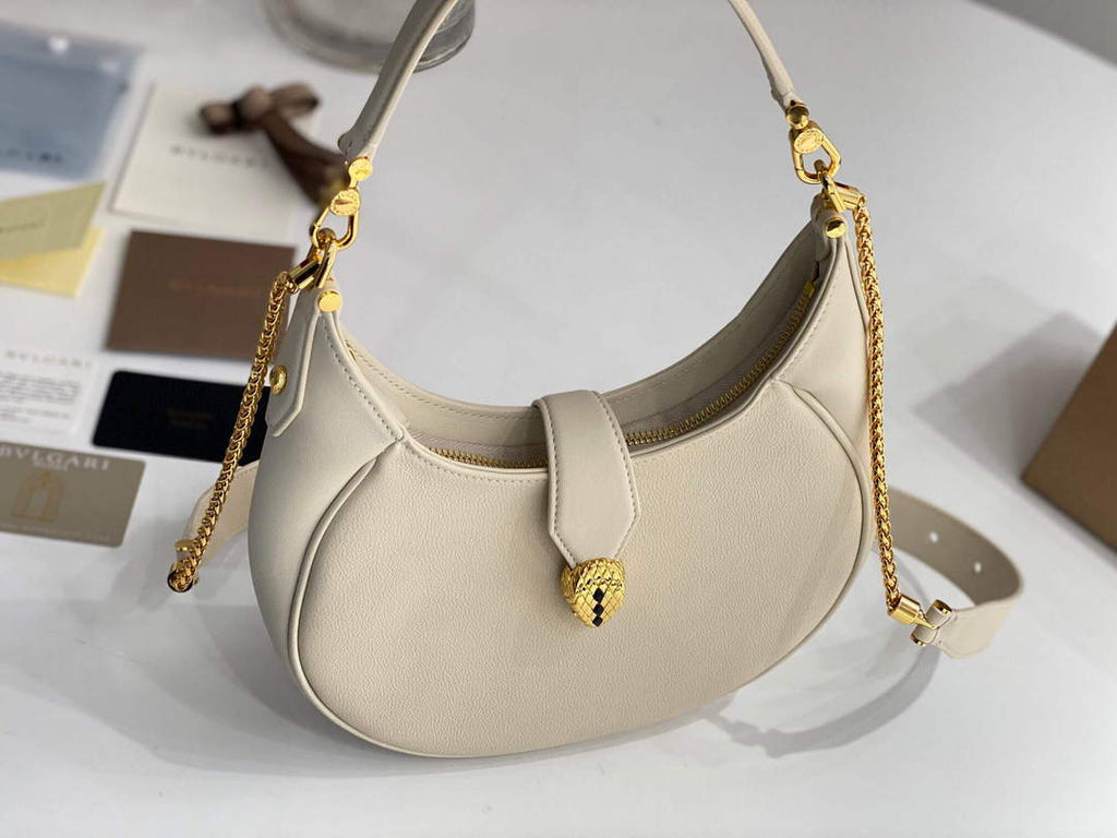 Bvlgari 291640 Serpenti Ellipse Shoulder Bag Lvory