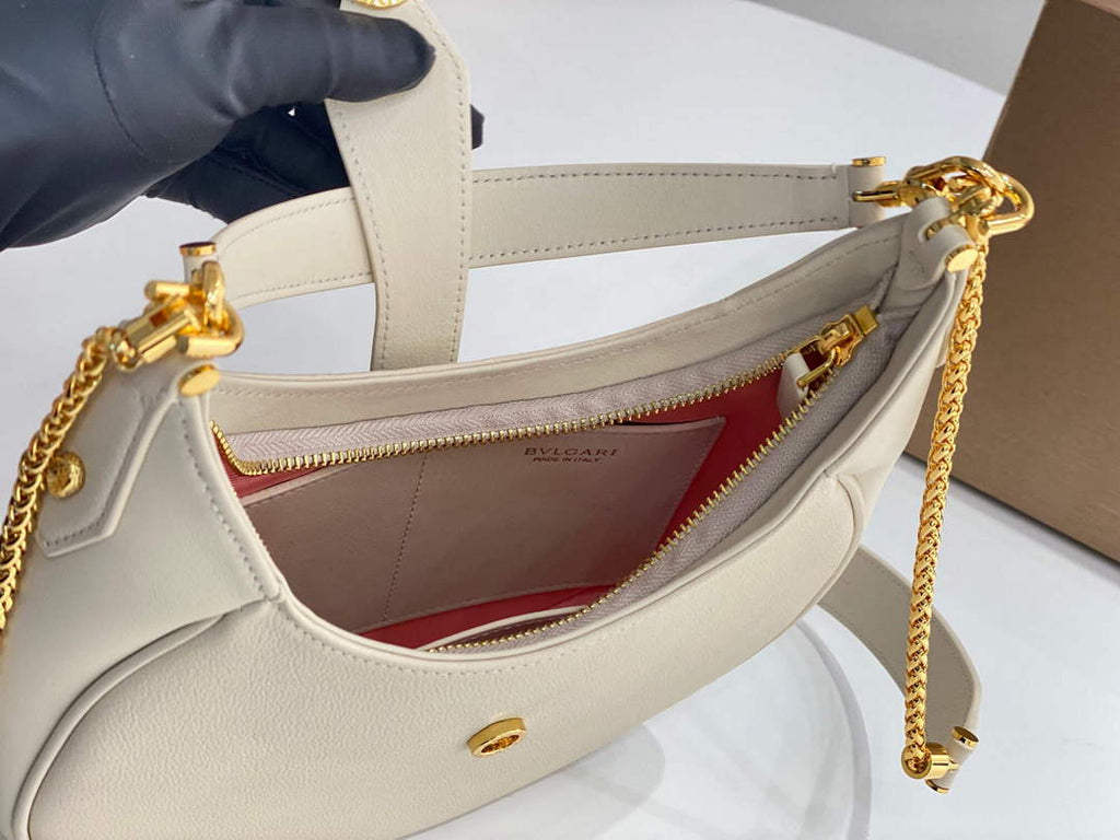 Bvlgari 291640 Serpenti Ellipse Shoulder Bag Lvory