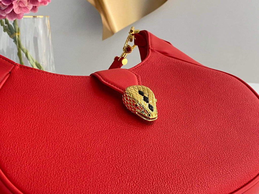Bvlgari 291640 Serpenti Ellipse Shoulder Bag Red