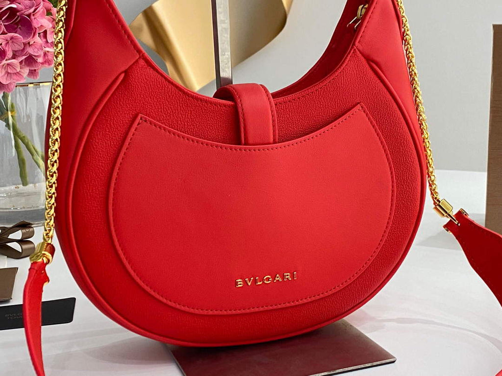 Bvlgari 291640 Serpenti Ellipse Shoulder Bag Red