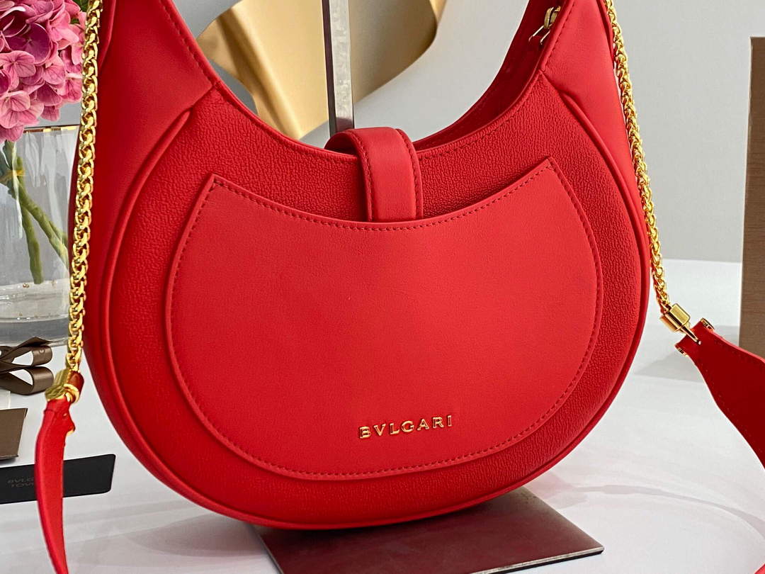 Bvlgari 291640 Serpenti Ellipse Shoulder Bag Red