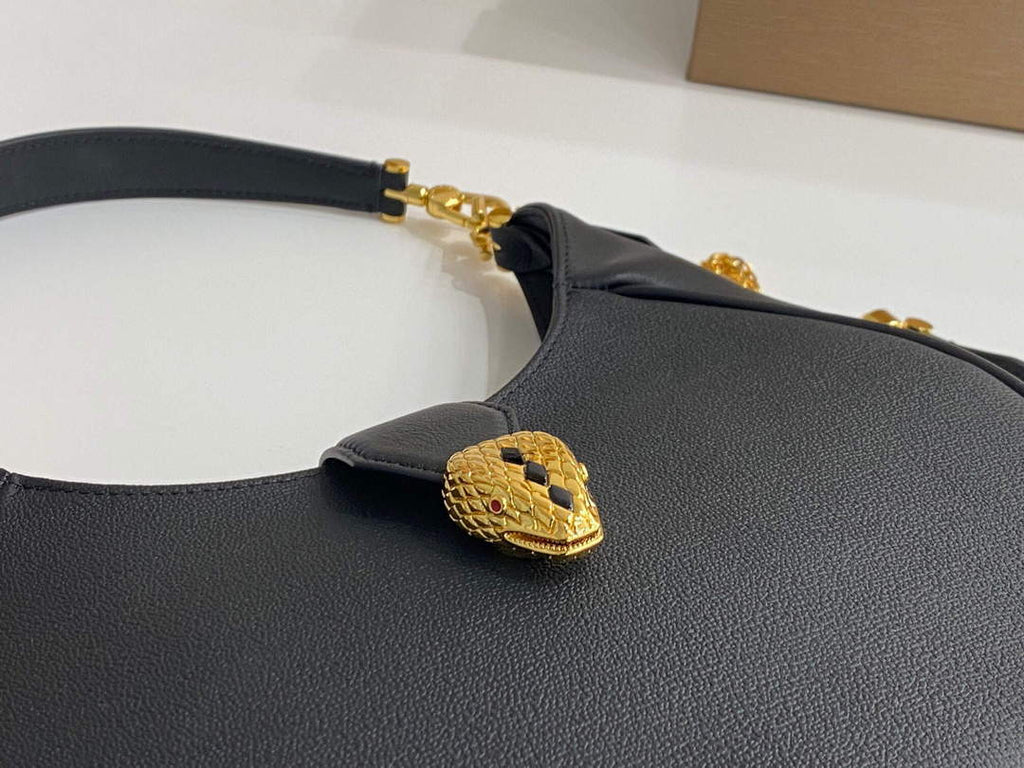 Bvlgari 291640 Serpenti Ellipse Shoulder Bag Black