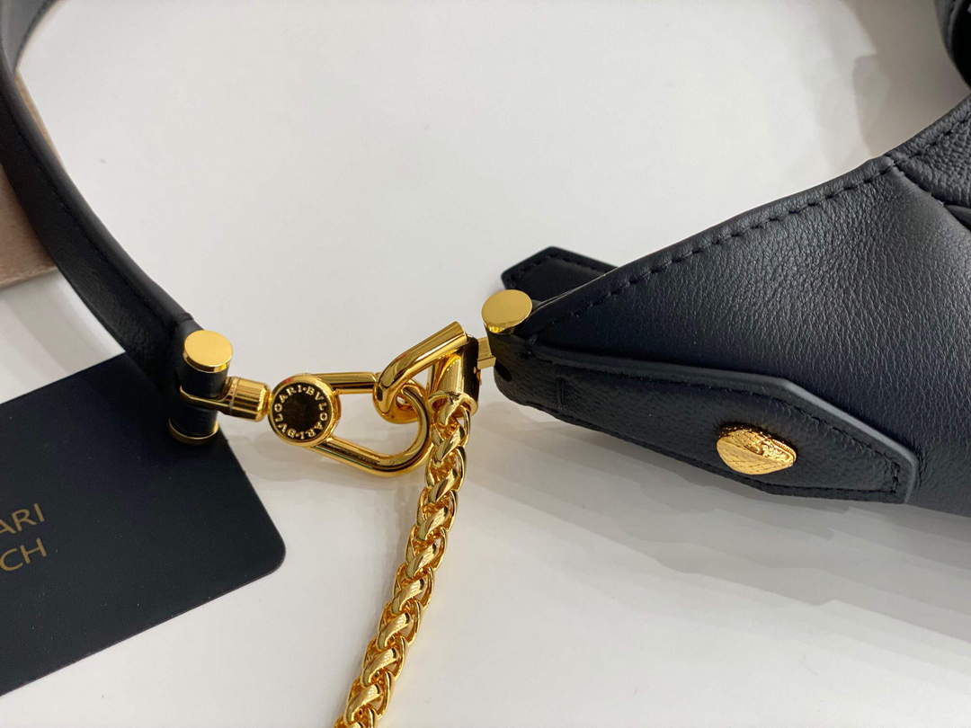 Bvlgari 291640 Serpenti Ellipse Shoulder Bag Black