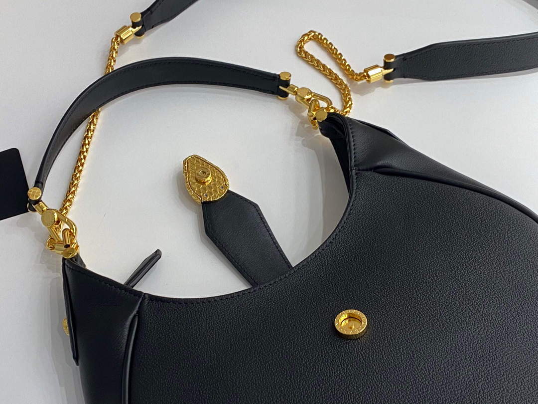 Bvlgari 291640 Serpenti Ellipse Shoulder Bag Black