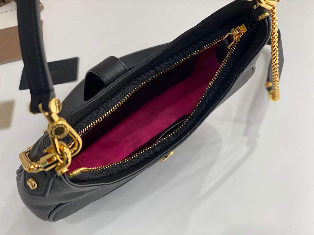 Bvlgari 291640 Serpenti Ellipse Shoulder Bag Black