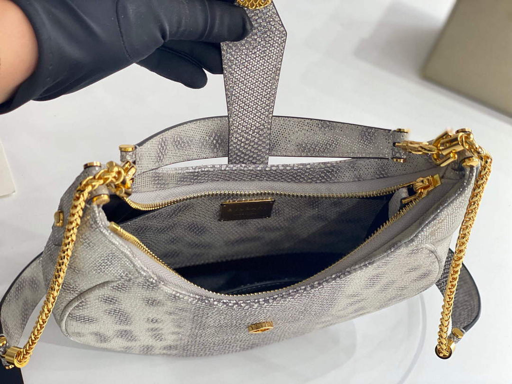Bvlgari 291640 Serpenti Ellipse Shoulder Bag Gray