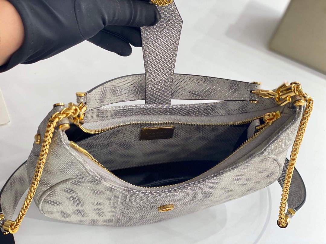 Bvlgari 291640 Serpenti Ellipse Shoulder Bag Gray
