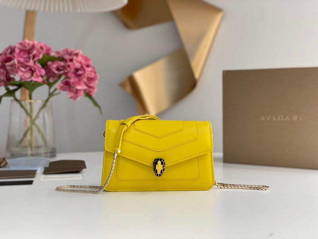 Bvlgari 291859 Serpenti Forever Chain Wallet Yellow