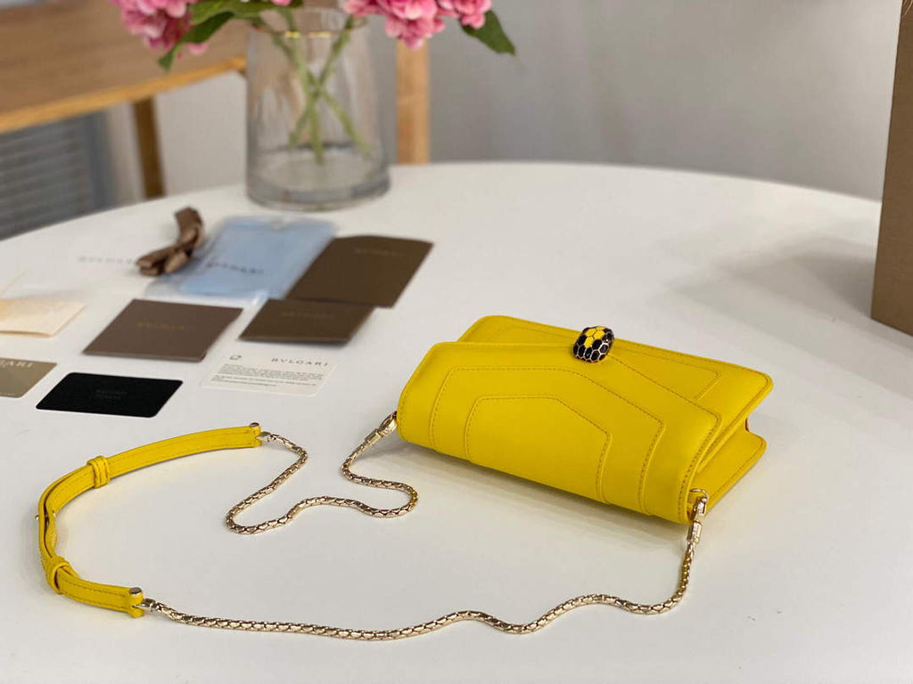 Bvlgari 291859 Serpenti Forever Chain Wallet Yellow