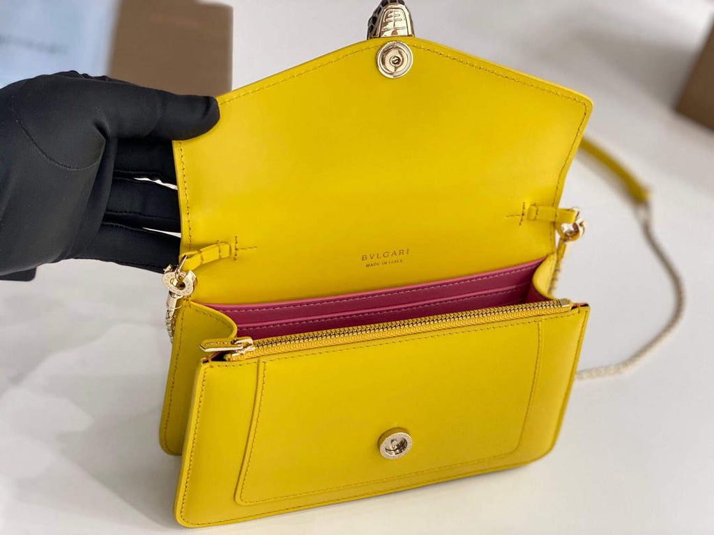 Bvlgari 291859 Serpenti Forever Chain Wallet Yellow