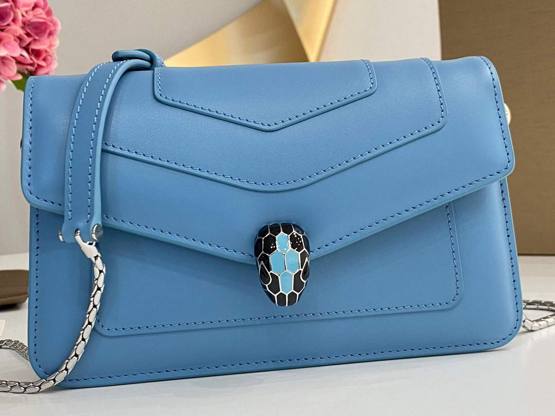 Bvlgari 291859 Serpenti Forever Chain Wallet Blue