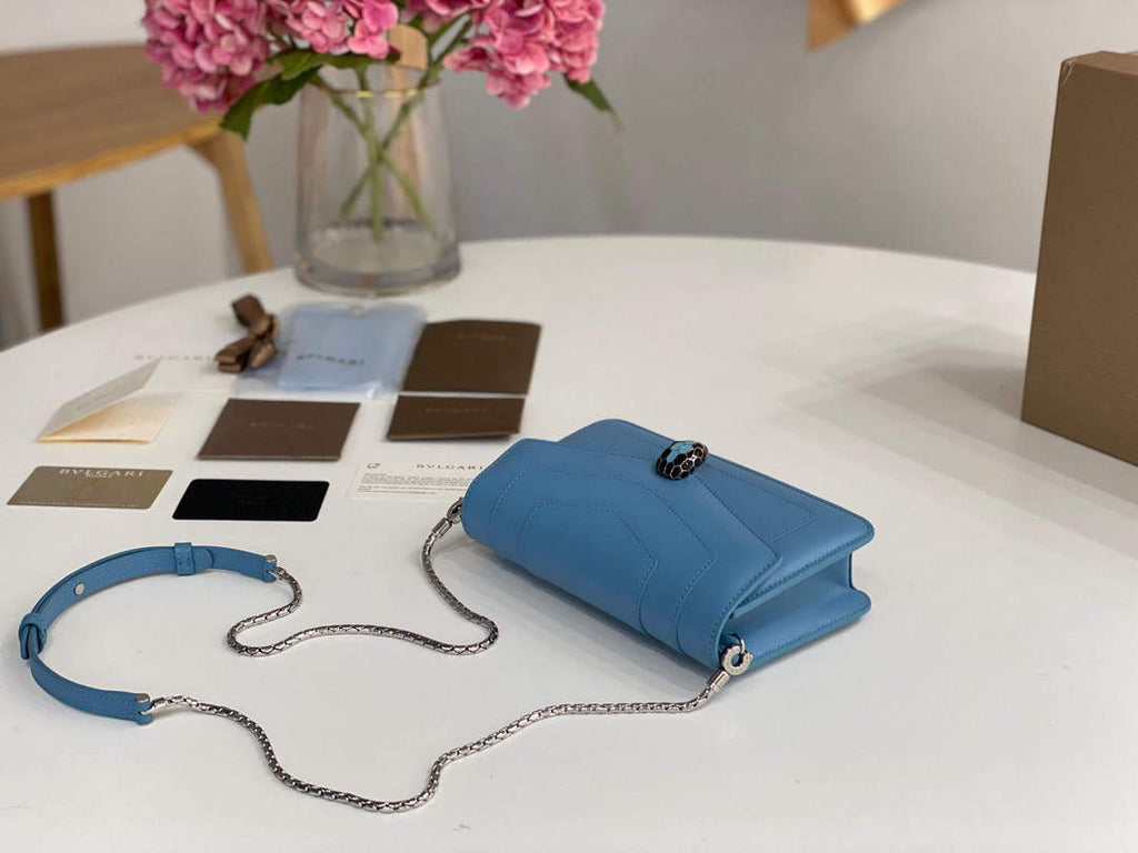 Bvlgari 291859 Serpenti Forever Chain Wallet Blue