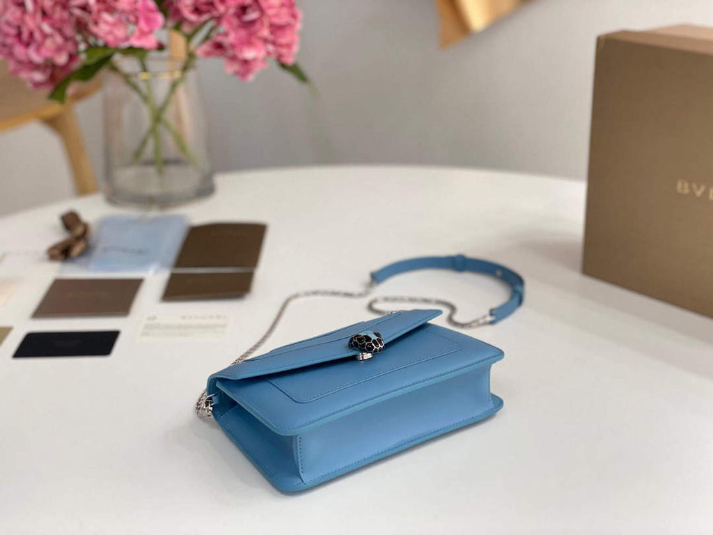 Bvlgari 291859 Serpenti Forever Chain Wallet Blue