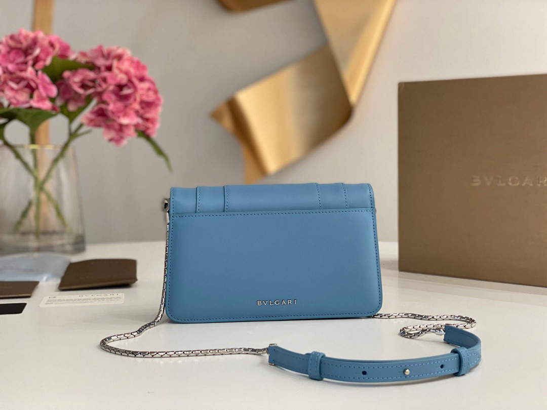 Bvlgari 291859 Serpenti Forever Chain Wallet Blue