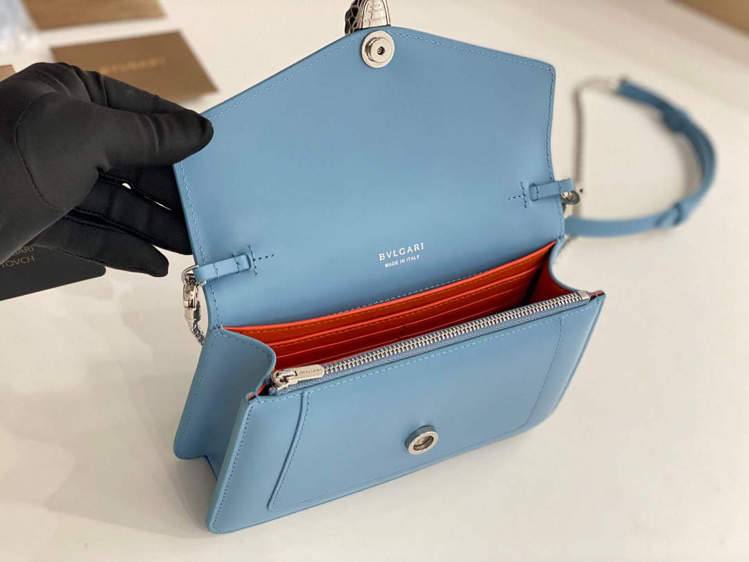 Bvlgari 291859 Serpenti Forever Chain Wallet Blue