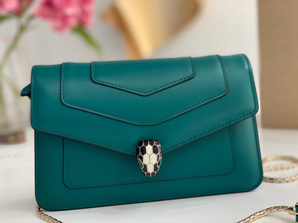 Bvlgari 291859 Serpenti Forever Chain Wallet Green