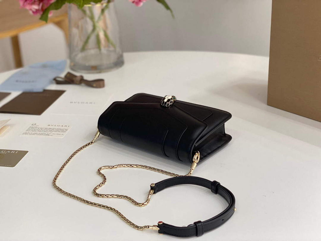 Bvlgari 291859 Serpenti Forever Chain Wallet Black