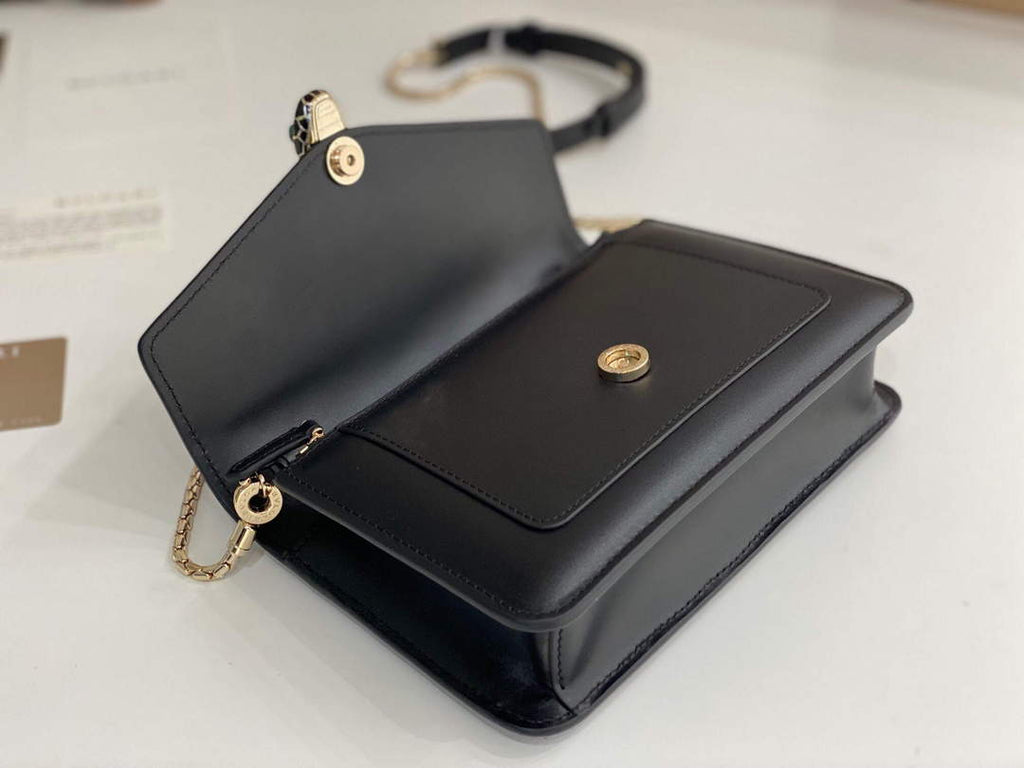 Bvlgari 291859 Serpenti Forever Chain Wallet Black