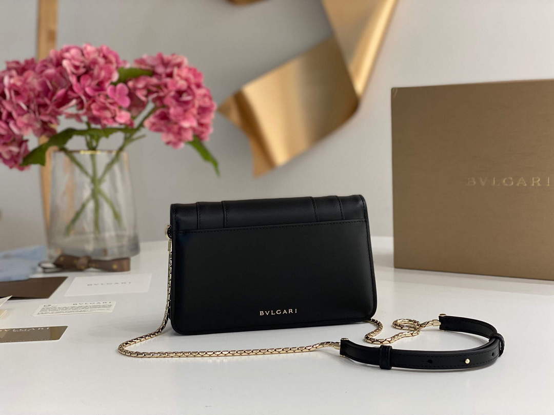 Bvlgari 291859 Serpenti Forever Chain Wallet Black