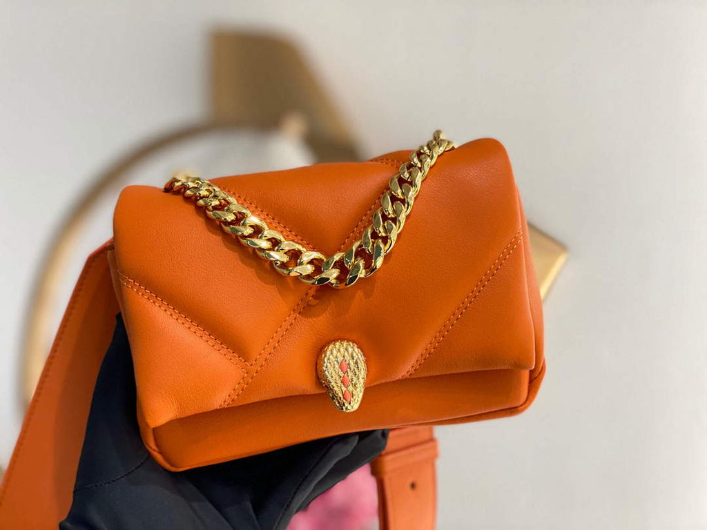 Bvlgari 291946 Serpenti Cabochon Maxi Chain Crossbody Mini Bag Orange