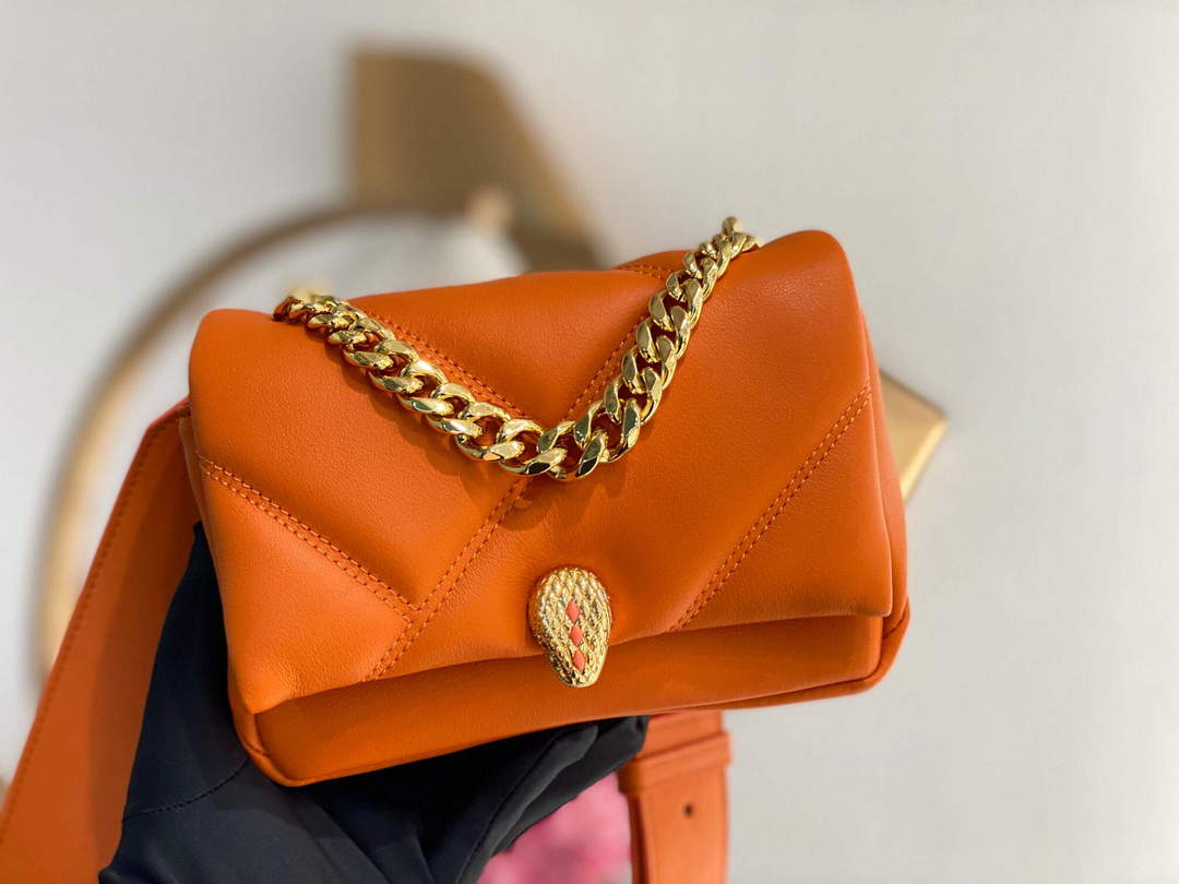 Bvlgari 291946 Serpenti Cabochon Maxi Chain Crossbody Mini Bag Orange