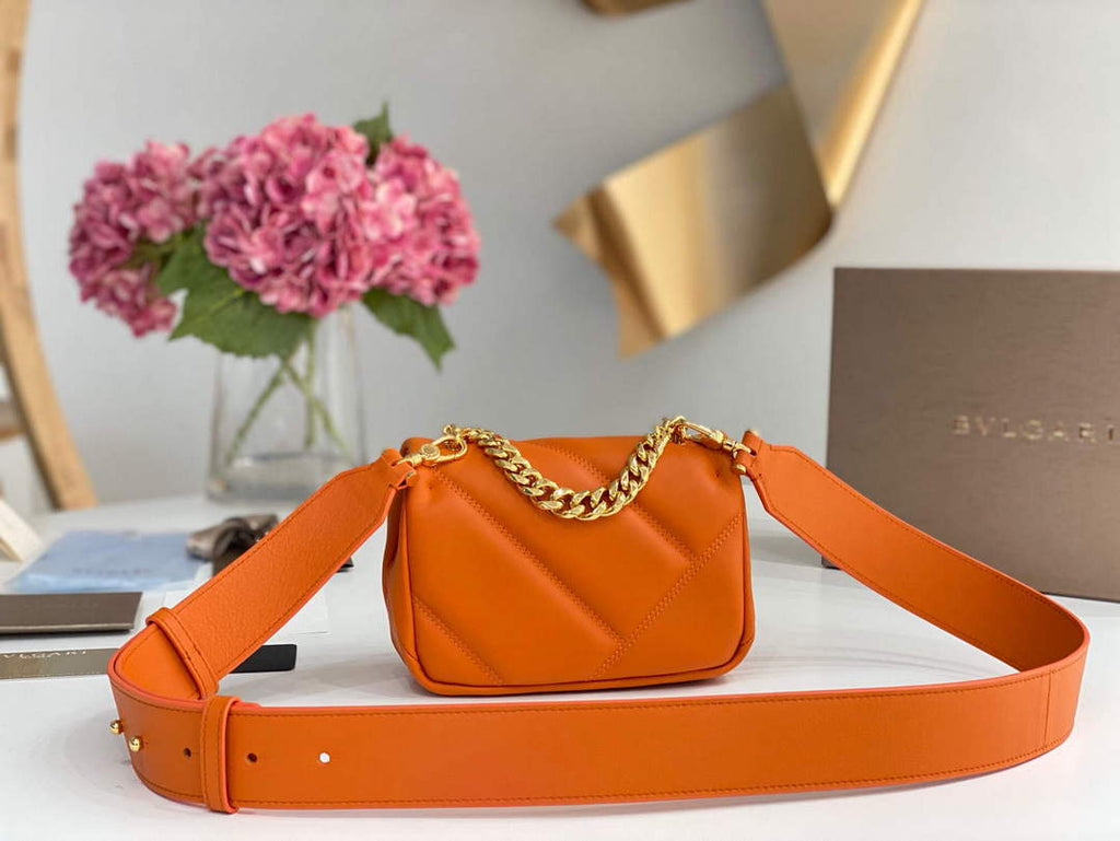 Bvlgari 291946 Serpenti Cabochon Maxi Chain Crossbody Mini Bag Orange