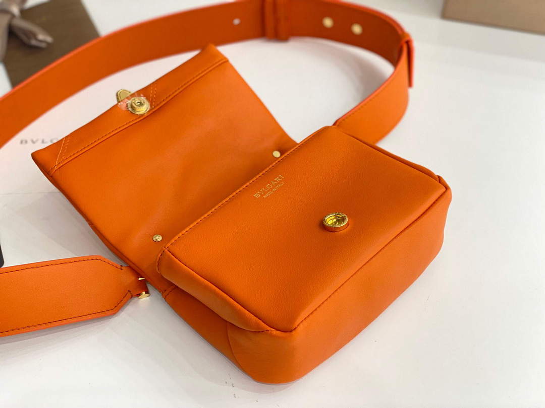 Bvlgari 291946 Serpenti Cabochon Maxi Chain Crossbody Mini Bag Orange
