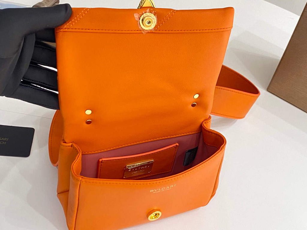 Bvlgari 291946 Serpenti Cabochon Maxi Chain Crossbody Mini Bag Orange
