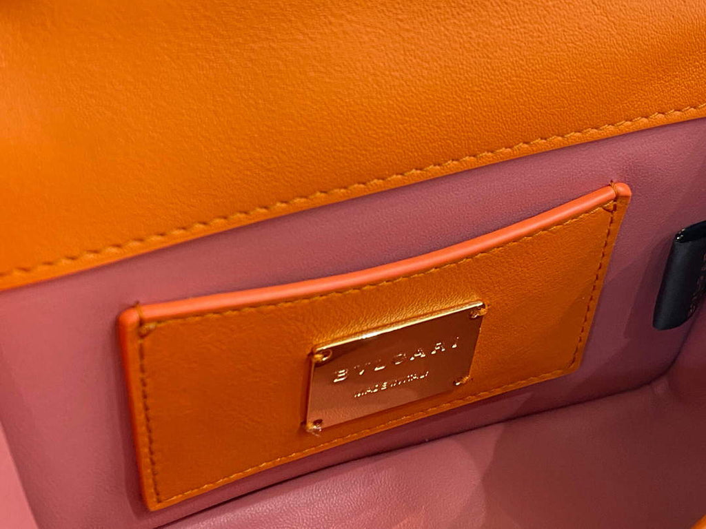 Bvlgari 291946 Serpenti Cabochon Maxi Chain Crossbody Mini Bag Orange