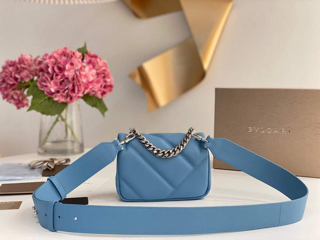 Bvlgari 291946 Serpenti Cabochon Maxi Chain Crossbody Mini Bag Blue