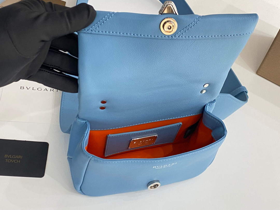 Bvlgari 291946 Serpenti Cabochon Maxi Chain Crossbody Mini Bag Blue