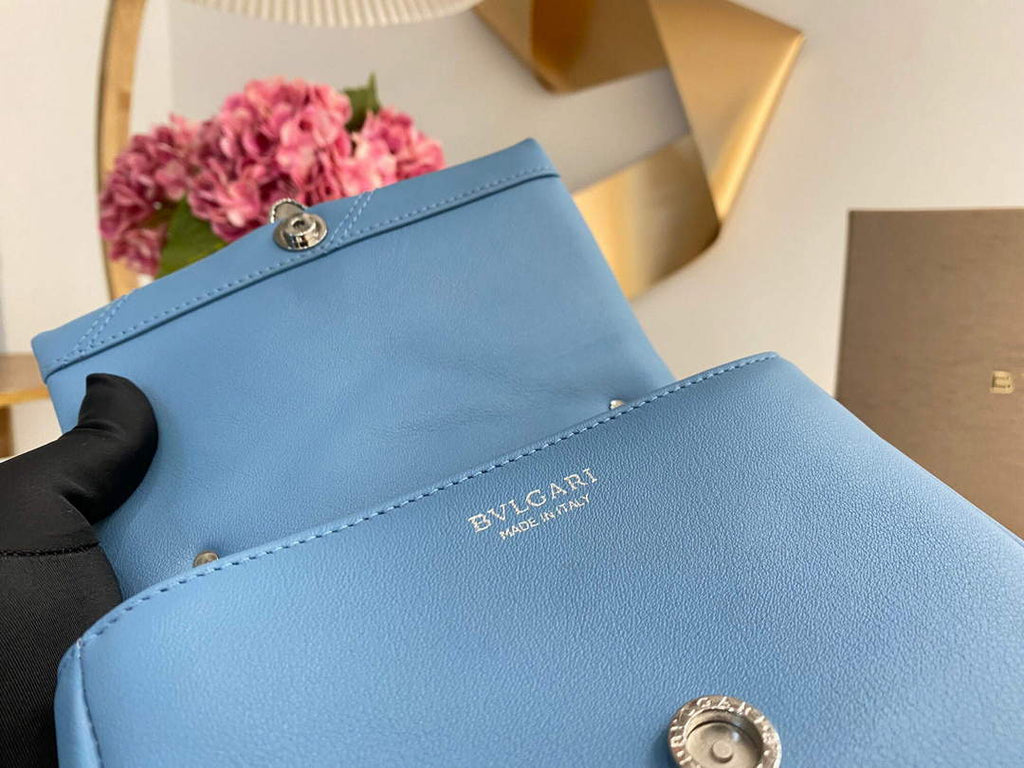 Bvlgari 291946 Serpenti Cabochon Maxi Chain Crossbody Mini Bag Blue
