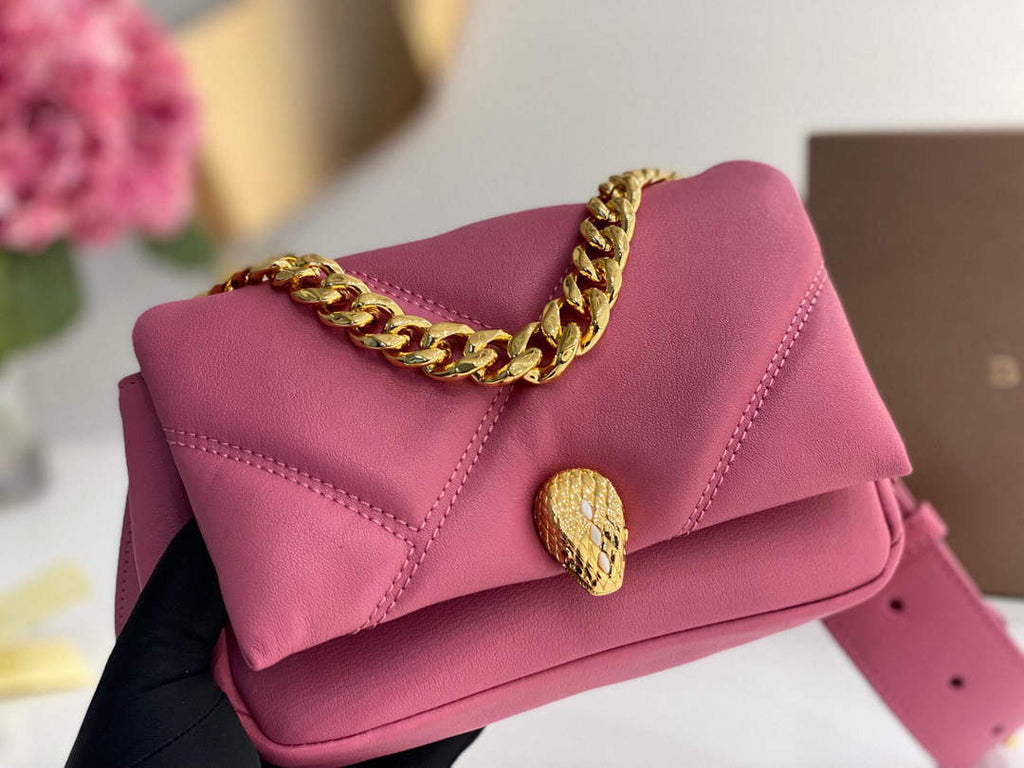 Bvlgari 291946 Serpenti Cabochon Maxi Chain Crossbody Mini Bag Pink