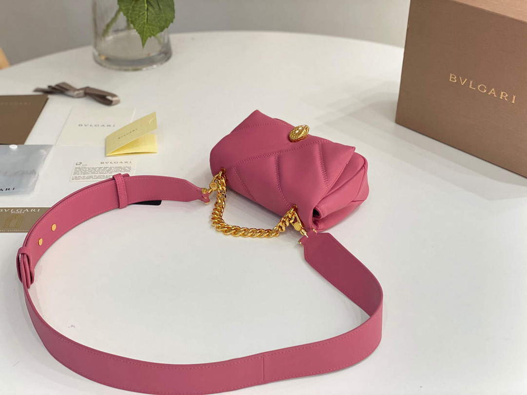 Bvlgari 291946 Serpenti Cabochon Maxi Chain Crossbody Mini Bag Pink