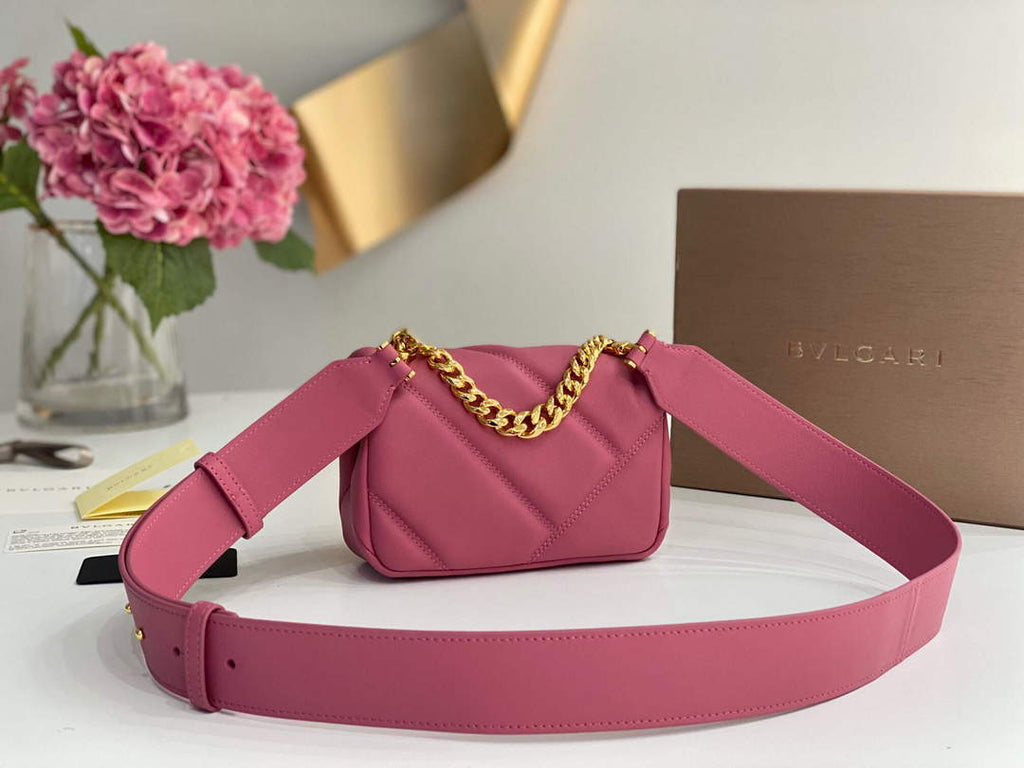 Bvlgari 291946 Serpenti Cabochon Maxi Chain Crossbody Mini Bag Pink